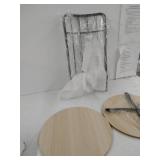 TFer Round Side Table 2-Tier Movable Modern End Table with Wheels Wood and Metal Nightstand Organizer Boho Narrow Coffee Table