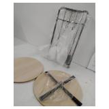 TFer Round Side Table 2-Tier Movable Modern End Table with Wheels Wood and Metal Nightstand Organizer Boho Narrow Coffee Table