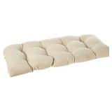 Pillow Perfect - 386232 Outdoor/Indoor Solar Linen Tufted Loveseat Cushion, 44" x 19", Beige