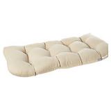 Pillow Perfect - 386232 Outdoor/Indoor Solar Linen Tufted Loveseat Cushion, 44" x 19", Beige
