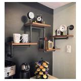 Industrial Rustic Modern Wood Ladder Pipe Wall Shelf 3 Layer Pipe Design Bookshelf DIY Shelving