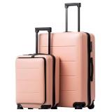 COOLIFE Luggage Suitcase Piece Set Carry On ABS+PC Spinner Trolley with pocket Compartmnet Weekend Bag (Sakura pink, 2-piece Set)