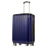 Coolife Luggage Expandable(only 28") Suitcase PC+ABS Spinner 20in 24in 28in Carry on (navy new, S(20in)_carry on)