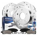 Detroit Axle - Rear Drilled and Slotted Disc Rotors + Ceramic Brake Pads Replacement for 2007-2017 Jeep Wrangler - 6pc Set