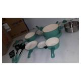 GreenLife Soft Grip Healthy Ceramic Nonstick, Cookware Pots and Pans Set, 16 Piece, Turquoise