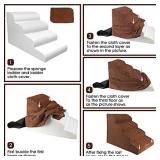 Retezoo High Density Foam 4 Steps Dog Stairs,Soft Dog Steps for Couch,Dog Ladder,Suitable for Old or Injured Pets