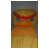 HIGOGOGO Cartoon Foldable Kids Sofa, Plush Lion Shape Children Couch Backrest Armchair Bed with Pocket, Upholstered 2 in 1 Flip Open Infant Baby Seat for Living Room Bedroom, Yellow