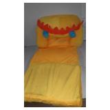 HIGOGOGO Cartoon Foldable Kids Sofa, Plush Lion Shape Children Couch Backrest Armchair Bed with Pocket, Upholstered 2 in 1 Flip Open Infant Baby Seat for Living Room Bedroom, Yellow