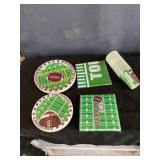 Football Decoration Party Supplies Kit Serve 25, Includes Dinner Plates, Dessert Plates, Napkins, Cups,and Football Tablecloth Perfect for Football Birthday Party Football Gameday Tailgate Party