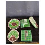 Football Decoration Party Supplies Kit Serve 25, Includes Dinner Plates, Dessert Plates, Napkins, Cups,and Football Tablecloth Perfect for Football Birthday Party Football Gameday Tailgate Party