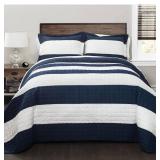 New Berlin King Stripe Quilt 3Pc Set Bedding
