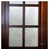 VSUDO 1 Roll 35.4" by 78.7" Privacy Window Film, Slanted Rectangle Pattern Window Tint, Static Cling Window Glass Sticker for Home (19.37 Sq. Ft Total)