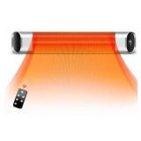 Patio Heater - Wall Mounted Electric Heater with 9 Power Levels,Infrared Heater with Remote Control, 24Hours Timing Function, Indoor/Outdoor Heater for Room, Courtyard