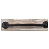 MyGift Wall Mounted Torched Wood & Black Metal Industrial Pipe Bathroom Towel Bar
