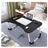 Laptop Desk, Foldable Bed Table, Lap Desk with Cup Holder and Tablet Slots, Bed Tray for Working and Writing, Bed Desk for Reading and Eating, Breakfast Trays for Bed/Sofa/Chair