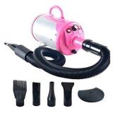 SHELANDY 3.2HP Stepless Adjustable Speed Pet Hair Force Dryer Dog Grooming Blower with Heater (Pink)