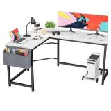 Foxemart L Shaped Desk Corner Desk 58" Computer Gaming Desk PC Table Writing Workstation for Home Office, Large L Study Desk 2 Person Multi-Usage Tables Modern Simple Desk with Storage Bag & CPU Stand