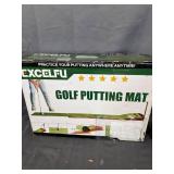 EXCELFU Putting Mat Golf Green for Indoor and Outdoor with Auto Ball Return, Crystal Velvet Mat and Wood Golf Putting Practice Equipment for Men Women, Home Office Backyard