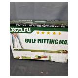 EXCELFU Putting Mat Golf Green for Indoor and Outdoor with Auto Ball Return, Crystal Velvet Mat and Wood Golf Putting Practice Equipment for Men Women, Home Office Backyard
