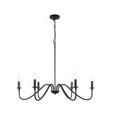 6-Light Black Farmhouse Chandelier,Large Size 34.65 inches(880cm) More Splendid,Industrial Modern Metal Lighting Fixture,Great for for Kitchen Island,Dining Room,Living Room,Bedroom