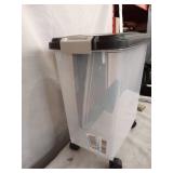 PET FOOD STORAGE W/ WHEELS & SCOOP & W/ SMALL STORAGE CONTAINER