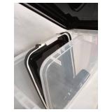 PET FOOD STORAGE W/ WHEELS & SCOOP & W/ SMALL STORAGE CONTAINER