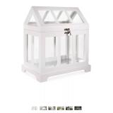 SCANDINORDICA Tabletop Greenhouse Terrarium - White Wood and Glass Terrarium Table Top | Modern Farmhouse, Shabby Chic Mini Greenhouse for Plants, Succulents, Fairy Garden, Wedding Card Box