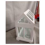 SCANDINORDICA Tabletop Greenhouse Terrarium - White Wood and Glass Terrarium Table Top | Modern Farmhouse, Shabby Chic Mini Greenhouse for Plants, Succulents, Fairy Garden, Wedding Card Box