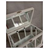 SCANDINORDICA Tabletop Greenhouse Terrarium - White Wood and Glass Terrarium Table Top | Modern Farmhouse, Shabby Chic Mini Greenhouse for Plants, Succulents, Fairy Garden, Wedding Card Box