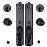 Double Door Handleset with Knob Handle for Front Door in Aged Bronze (Keyed Entry Handle and Dummy Hanleset),MDHST201810B-KB-DOUBLE