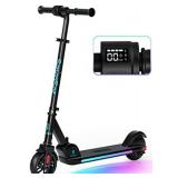 SmooSat E9 PRO Electric Scooter for Kids, Colorful Rainbow Lights, LED Display, Adjustable Speed and Height, Foldable and Lightweight Electric Scooter for Kids Age 8+