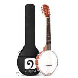 Vangoa 6 String Banjo Guitar Mini, 26 Inch Sapele Travel Banjo Guitar for Beginners with Bag, Pick-up, Strap, Picks