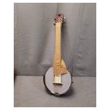 Vangoa 6 String Banjo Guitar Mini, 26 Inch Sapele Travel Banjo Guitar for Beginners with Bag, Pick-up, Strap, Picks