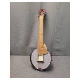 Vangoa 6 String Banjo Guitar Mini, 26 Inch Sapele Travel Banjo Guitar for Beginners with Bag, Pick-up, Strap, Picks