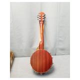 Vangoa 6 String Banjo Guitar Mini, 26 Inch Sapele Travel Banjo Guitar for Beginners with Bag, Pick-up, Strap, Picks