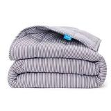 Luna Adult Weighted Blanket - Individual Use - 25 Lbs - 60x80 - Queen Size Bed - 100% Oeko-Tex Cooling Cotton & Glass Beads - USA Designed - Heavy Cool Weight - Striped - Grey/White