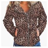 luvamia Women Casual Warm Winter Faux Fur Quilted Parka Lapel Zip Jacket Puffer Coat Size Small