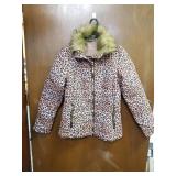 luvamia Women Casual Warm Winter Faux Fur Quilted Parka Lapel Zip Jacket Puffer Coat Size Small
