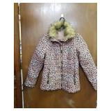 luvamia Women Casual Warm Winter Faux Fur Quilted Parka Lapel Zip Jacket Puffer Coat Size Small