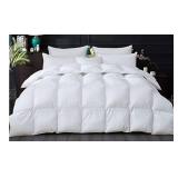 Luxurious Goose Down Comforter Down Fiber Duvet Insert, Exquisite Plain Solid Design, Palatial King White , Premium Baffle Box 100% Egyptian Cotton, 80 oz Fill Weight