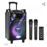 Moukey Bluetooth Karaoke Machine for Adults - Outdoor Karaoke Speaker with Wireless Microphone, 12" Subwoofer, DJ Lights (RMS 200W to 650W Peak Power)