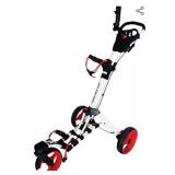 Qwik-Fold 360 Swivel 3 Wheel Push Pull Golf Cart with 360 Rotating Front Wheel, One Second to Open and Close Folding Cart, Collapsible Cart