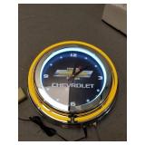 Chevrolet Chrome Double Ring Neon Clock, 14"