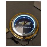 Chevrolet Chrome Double Ring Neon Clock, 14"