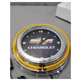 Chevrolet Chrome Double Ring Neon Clock, 14"