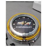 Chevrolet Chrome Double Ring Neon Clock, 14"