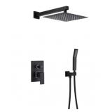Pop Sanitaryware W/Rough In Valve Matte Black Rainfall Shower Faucet Set