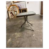 glass top metal table