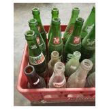 Crate of 23 Old Soda Bottles