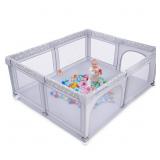 ANGELBLISS Baby playpen, Playpens for Babies and Toddlers(Gray)